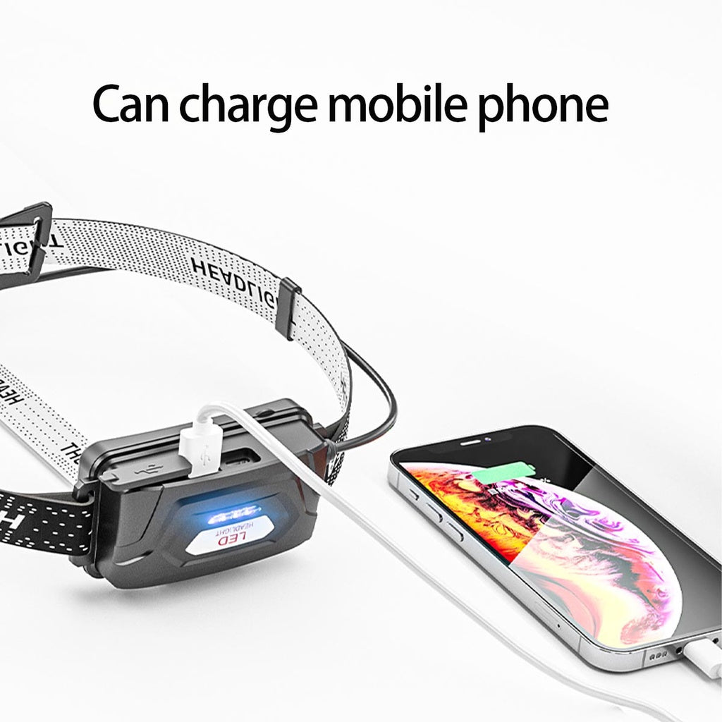 Smiling Shark TD8030 HeadLamp 8400 Lumens LED Headlight With Sensor Yellow White Light USB Rechargeable Zoomable Waterproof With Power Bank Function