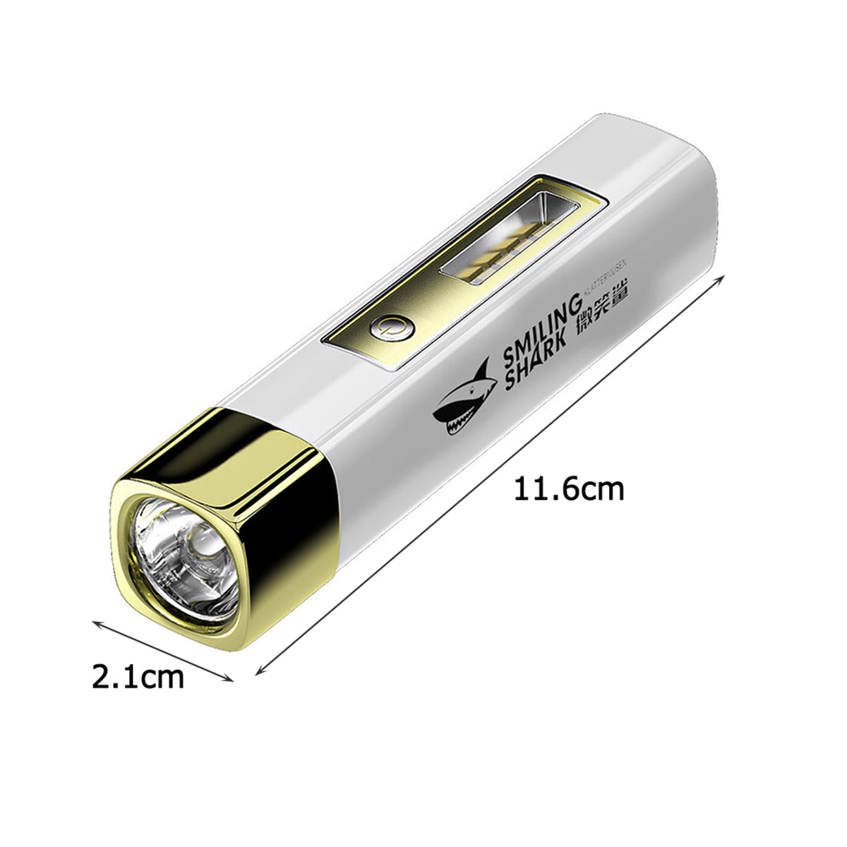 Smiling Shark SD867 Mini 2 In 1 Torch 4-Core USB Rechargeable Flashlight LED Torch High Bright Power bank Function