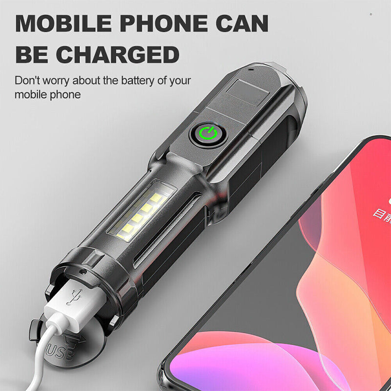 Smiling Shark SD1005 Usb Rechargeable Flashlight Led Torch COB Led Torch With Power Bank Function