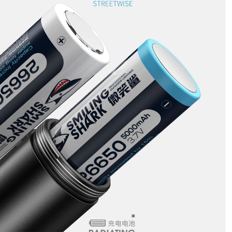Smiling Shark -SD7009 Flashlight 12000 Lumens Type-C Rechargeable Flashlight Lighting Torch 3 modes Zoomable Waterproof Light With Power Bank Function
