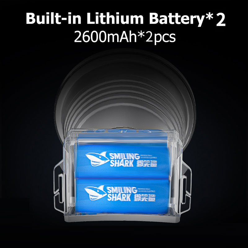 Smiling Shark SD-8011 Super Bright 6000 Lumens LED Headlamp Torch Rechargeable Led 4 Mode Headlights Two Headlamp Battery Long Lasting Zoomable Type-C Waterproof