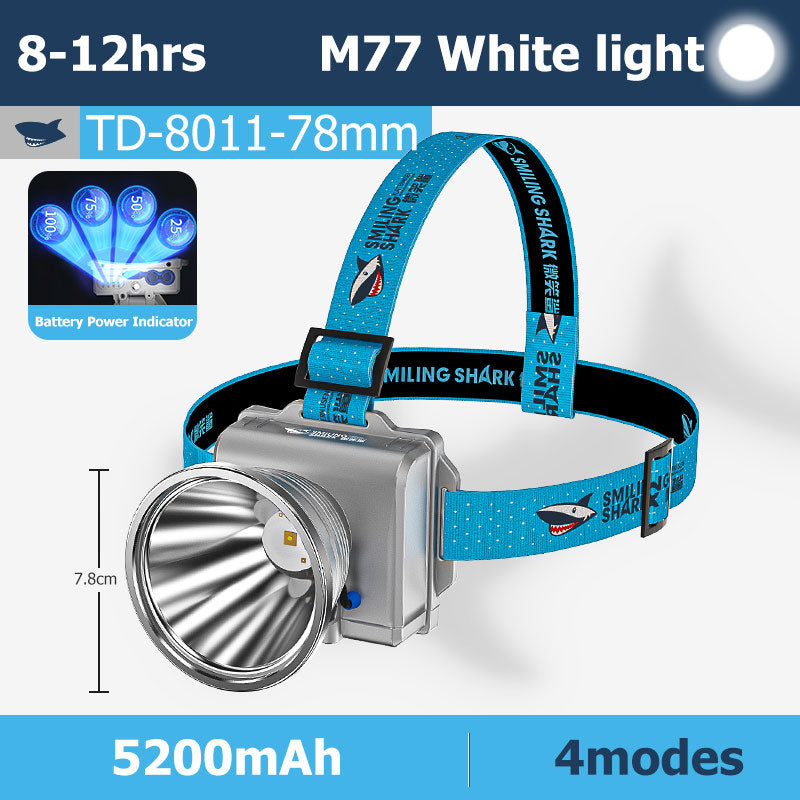 Smiling Shark SD-8011 Super Bright 6000 Lumens LED Headlamp Torch Rechargeable Led 4 Mode Headlights Two Headlamp Battery Long Lasting Zoomable Type-C Waterproof