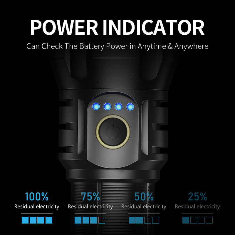 Smiling Shark SD-7008 Flashlight 12000 lumens Torches Rechargeable Type-C Rechargeable 3 modes Zoomable Waterproof With Power Bank Function