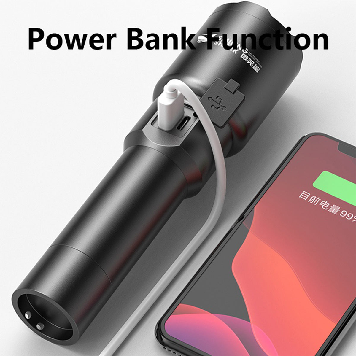 Smiling Shark SD5225 Super Bright 6000 Lumens Torch Rechargeable Led Flashlight With Powerbank Function