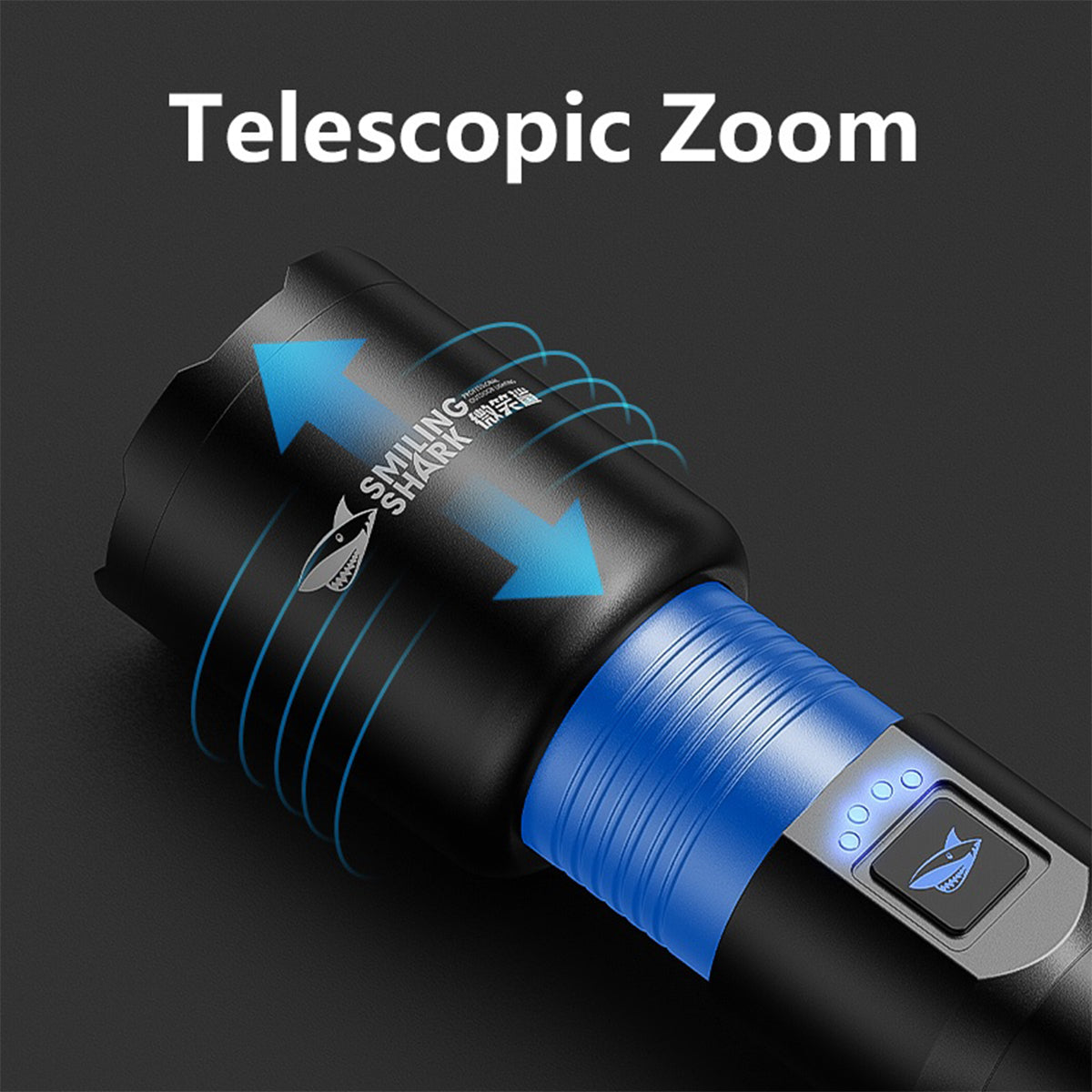 Smiling Shark SD5225 Super Bright 6000 Lumens Torch Rechargeable Led Flashlight With Powerbank Function