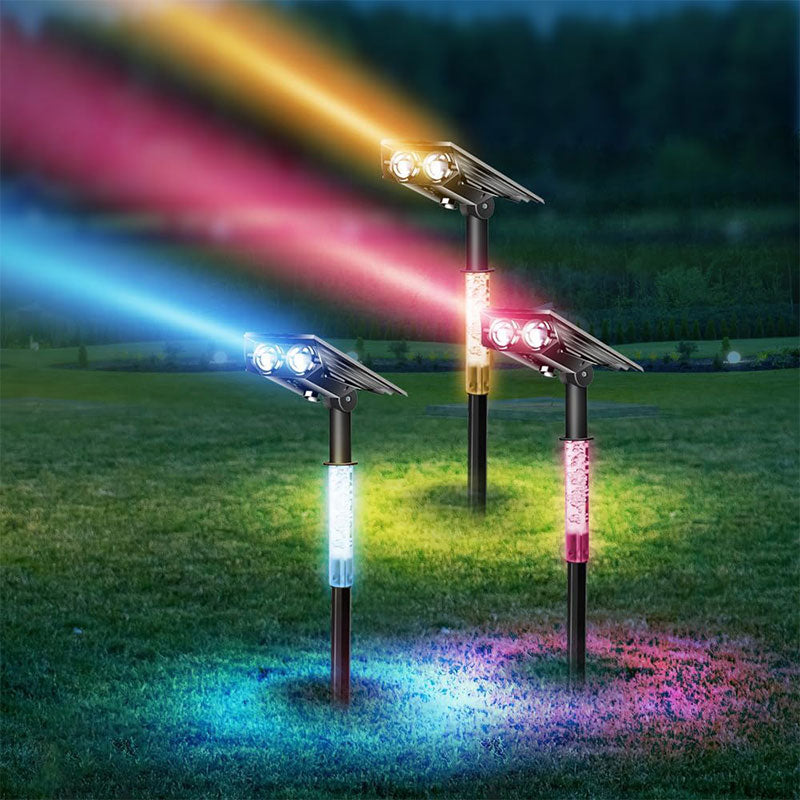 Smiling Shark 7 Colours RGB & Translucent Column 2 LED Beads Outdoor Solar Powered Garden Spotlight -3032
