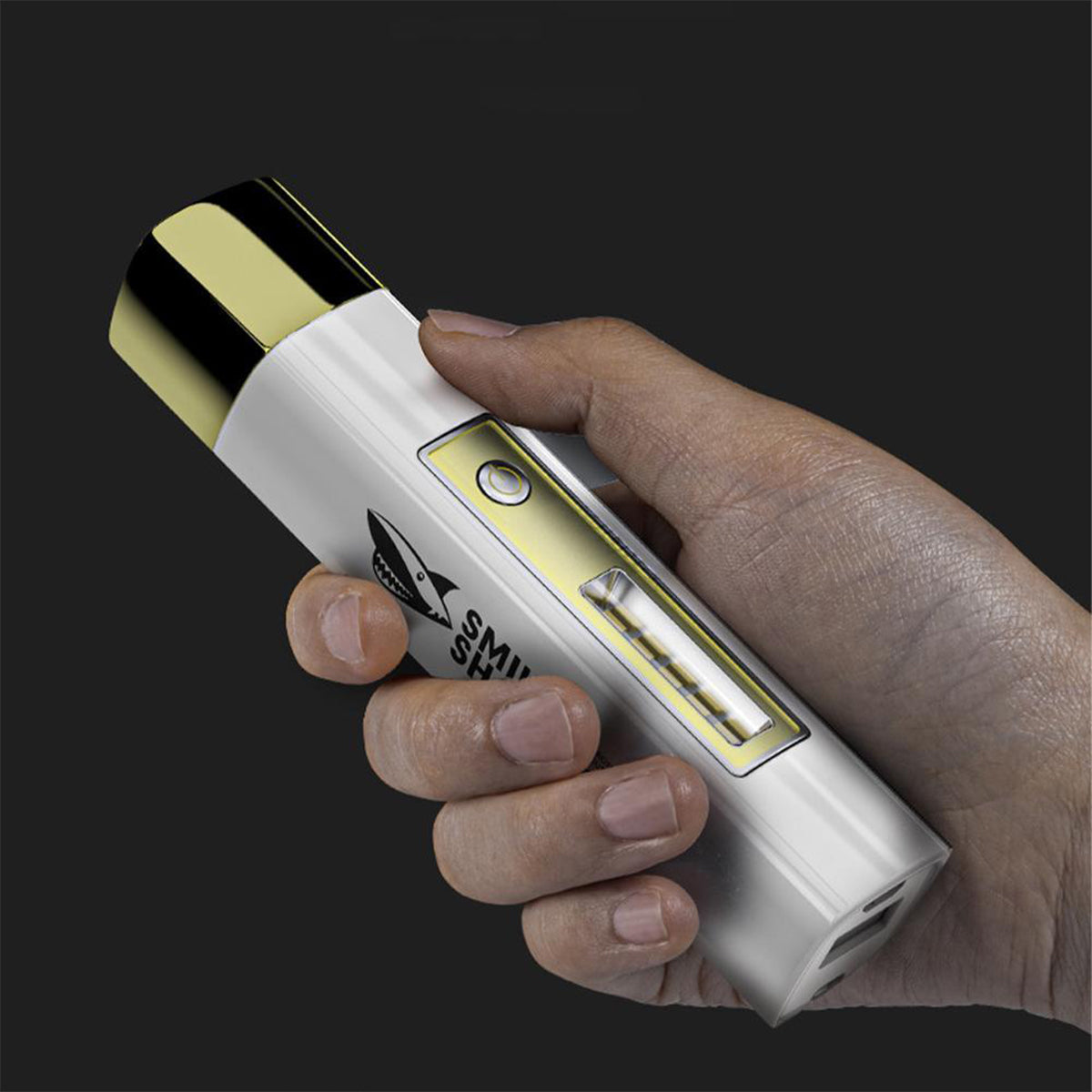 Smiling Shark SD867 Mini 2 In 1 Torch 4-Core USB Rechargeable Flashlight LED Torch High Bright Power bank Function