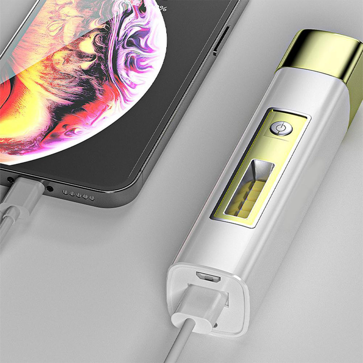 Smiling Shark SD867 Mini 2 In 1 Torch 4-Core USB Rechargeable Flashlight LED Torch High Bright Power bank Function