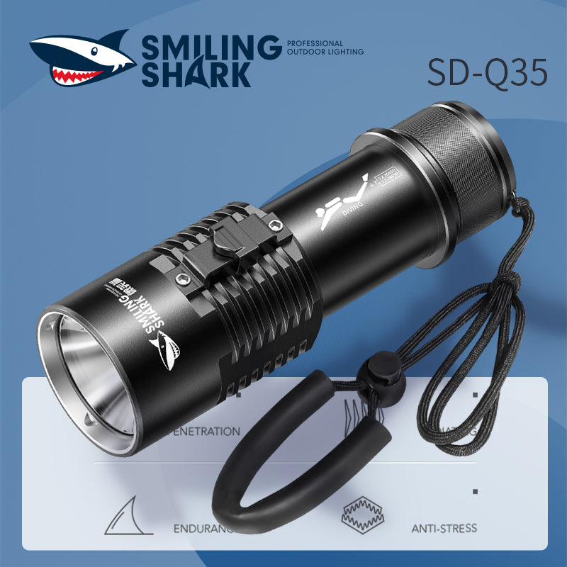 Smiling Shark SD-Q35 Super Bright 6000LM Scuba Diving Torch 40M IPX8 Professional Flashlight IPX8 Waterproof 40m Flashlight for Diving