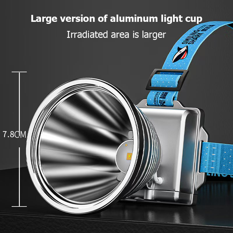 Smiling Shark SD-8011 Super Bright 6000 Lumens LED Headlamp Torch Rechargeable Led 4 Mode Headlights Two Headlamp Battery Long Lasting Zoomable Type-C Waterproof