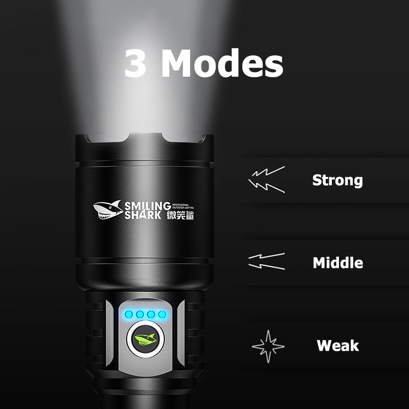 Smiling Shark SD7004 Led Torch Light M77 10000 Lumens 1 Mode USB Rechargeable Zoomable Waterproof