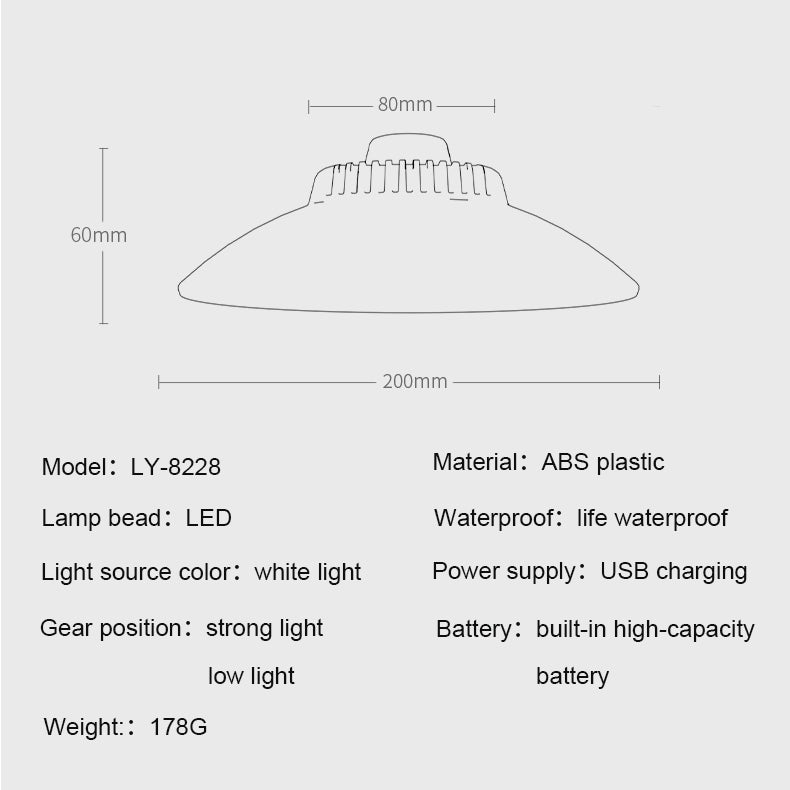 Smiling Shark LY8228 Super Bright Led Lantern Camping Light Lamp 2 Modes Type-c Rechargeable Waterproof