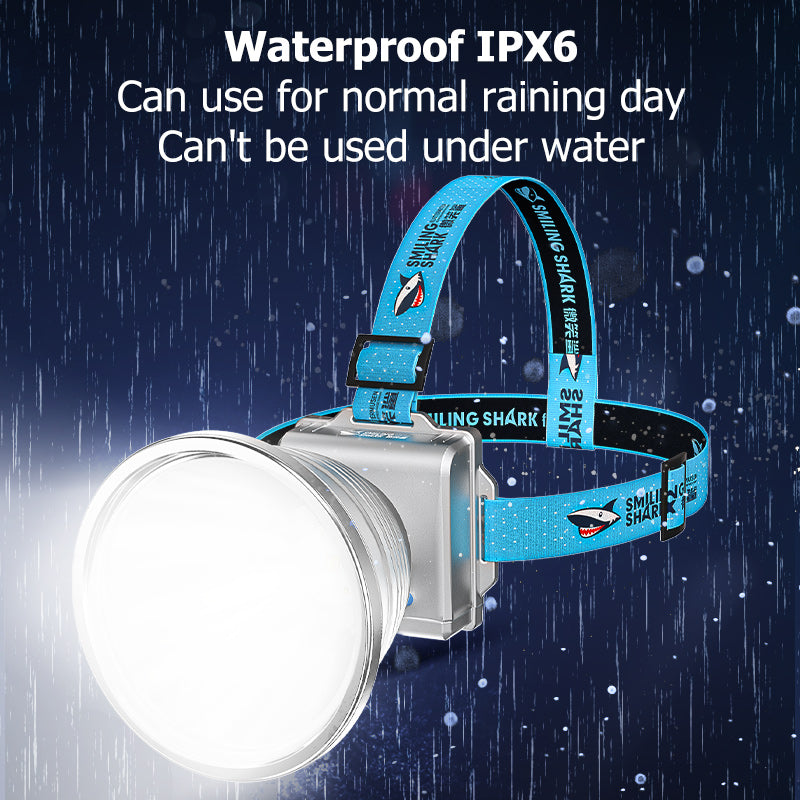 Smiling Shark SD-8011 Super Bright 6000 Lumens LED Headlamp Torch Rechargeable Led 4 Mode Headlights Two Headlamp Battery Long Lasting Zoomable Type-C Waterproof