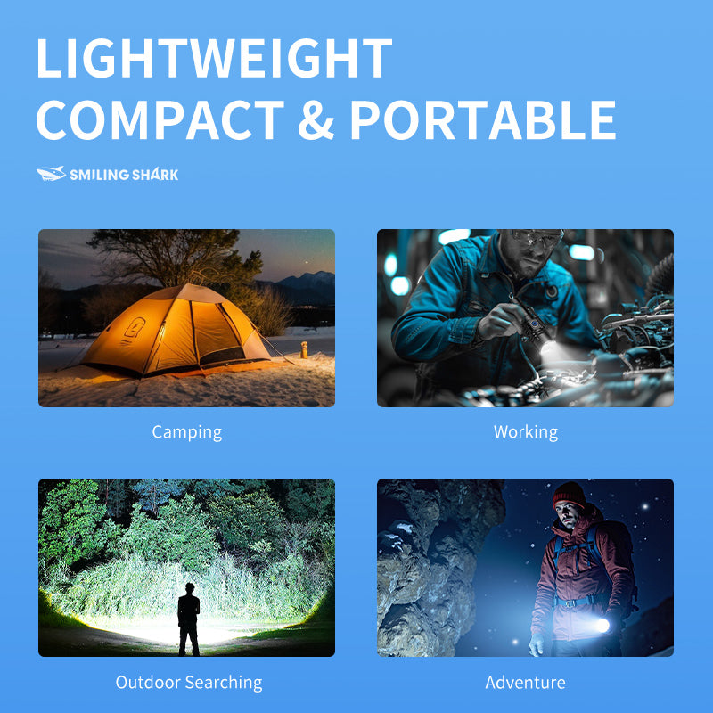 Smiling shark SD5031 Super Bright Portable 6000 Lumens Flashlight With Clip Type-C Rechargeable 3 Modes Zoomable Waterproof Tail With Magnet