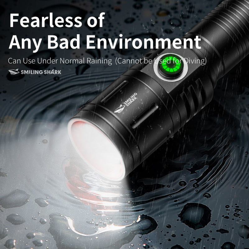 Smiling Shark SD5233 Super Bright 6000 Lumens Led Torch 4 Modes Type-C Rechargeable Torches Flashlight Zoomable Waterproof Lighting