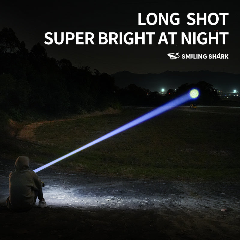 SmilingShark SD7171 Torch light Super Bright M60 6000lm Powerful Flashlight with Power Display 4modes Zoomable Type-C Rechargeable Waterproof for Camping Hiking Household
