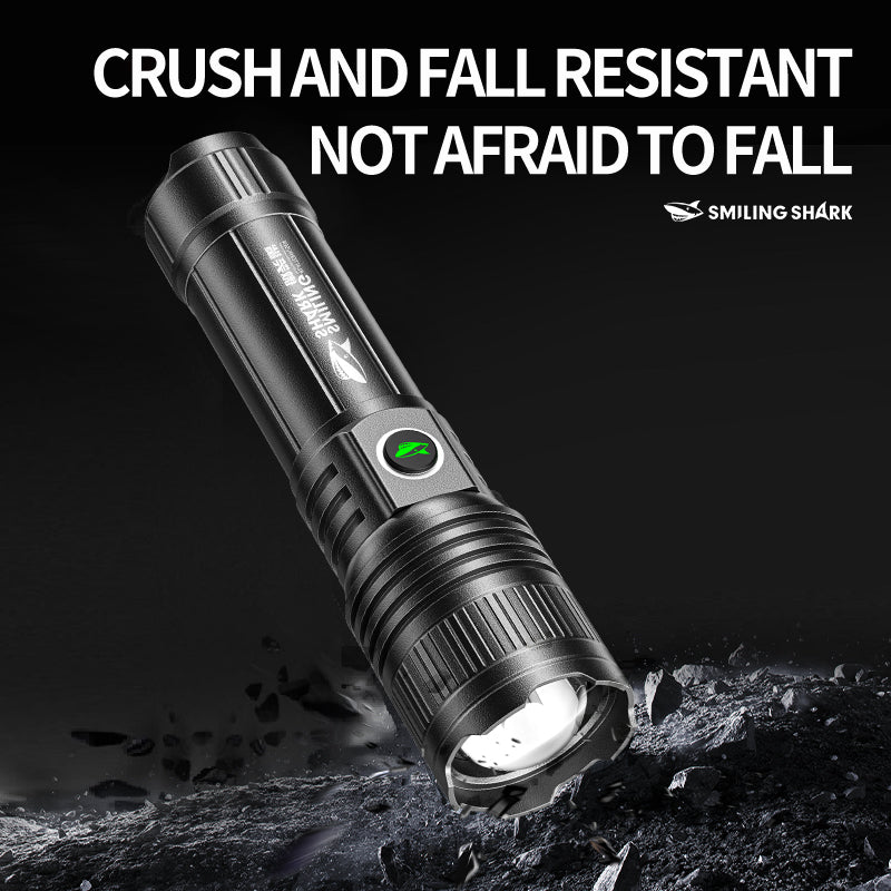 SmilingShark SD-5318 Torch Super Bright M80 10000 Lumens Flashlight Zoomable 5 Modes Type-C Rechargeable Torch Rechargeable Flashlight Water-resistant