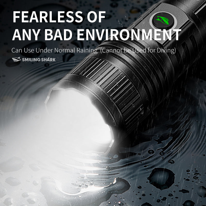 SmilingShark SD-5318 Torch Super Bright M80 10000 Lumens Flashlight Zoomable 5 Modes Type-C Rechargeable Torch Rechargeable Flashlight Water-resistant
