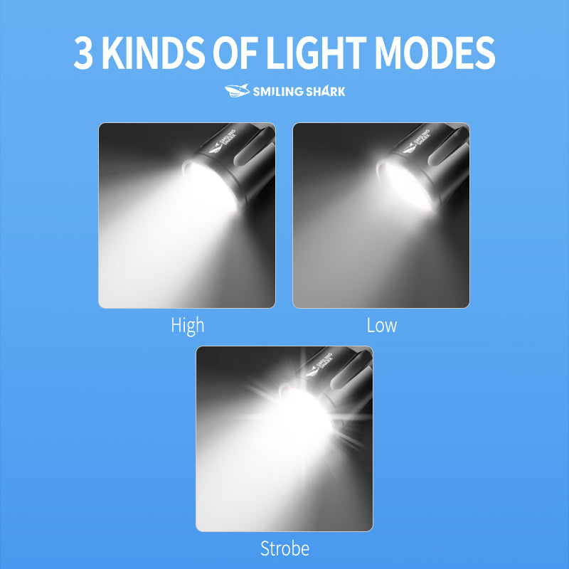 Smiling Shark SD-7008 Flashlight 12000 lumens Torches Rechargeable Type-C Rechargeable 3 modes Zoomable Waterproof With Power Bank Function