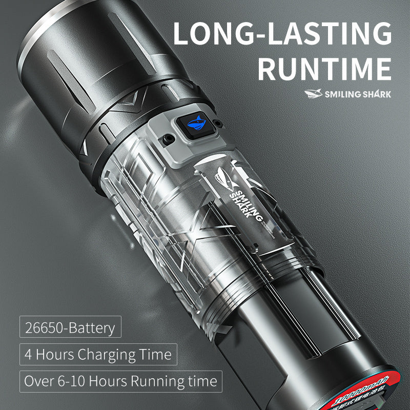 Smiling Shark SD-7100 Flashlight Super Bright 10000 lumens Torches Rechargeable Type-C Usb Rechargeable Zoomable Waterproof With Powerbank Function 