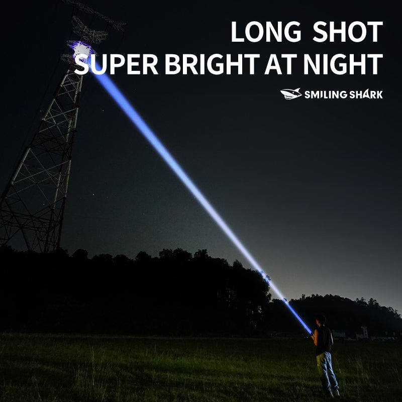 Smiling Shark SD-7131 Super Bright 6000 Lumens Led Torch 4 Modes Type-C Rechargeable Flashlight Lighting Zoomable Waterproof With Power Bank Function