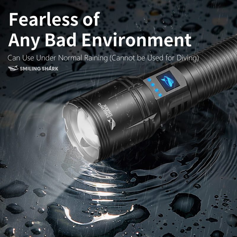 SmilingShark SD7171 Torch light Super Bright M60 6000lm Powerful Flashlight with Power Display 4modes Zoomable Type-C Rechargeable Waterproof for Camping Hiking Household
