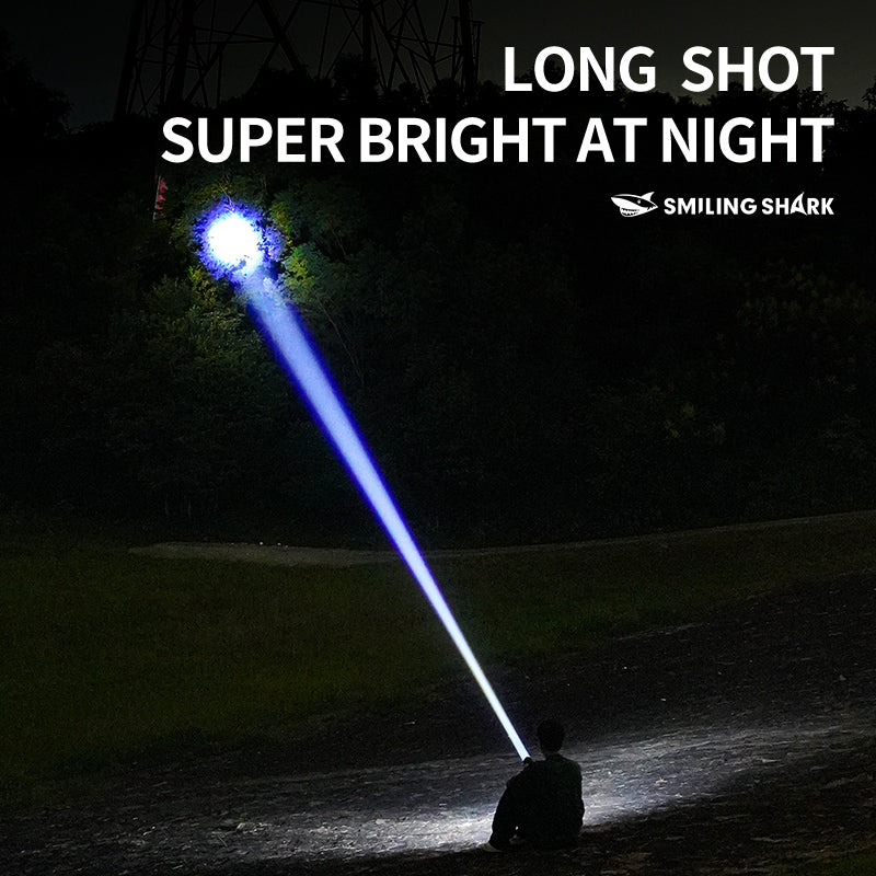 Smiling Shark SD-8107 Super Bright 7000 Lumens Type-C Rechargeable Torch Light Torches Rechargeable Flashlight Lighting 5 Models Zoomable Waterproof