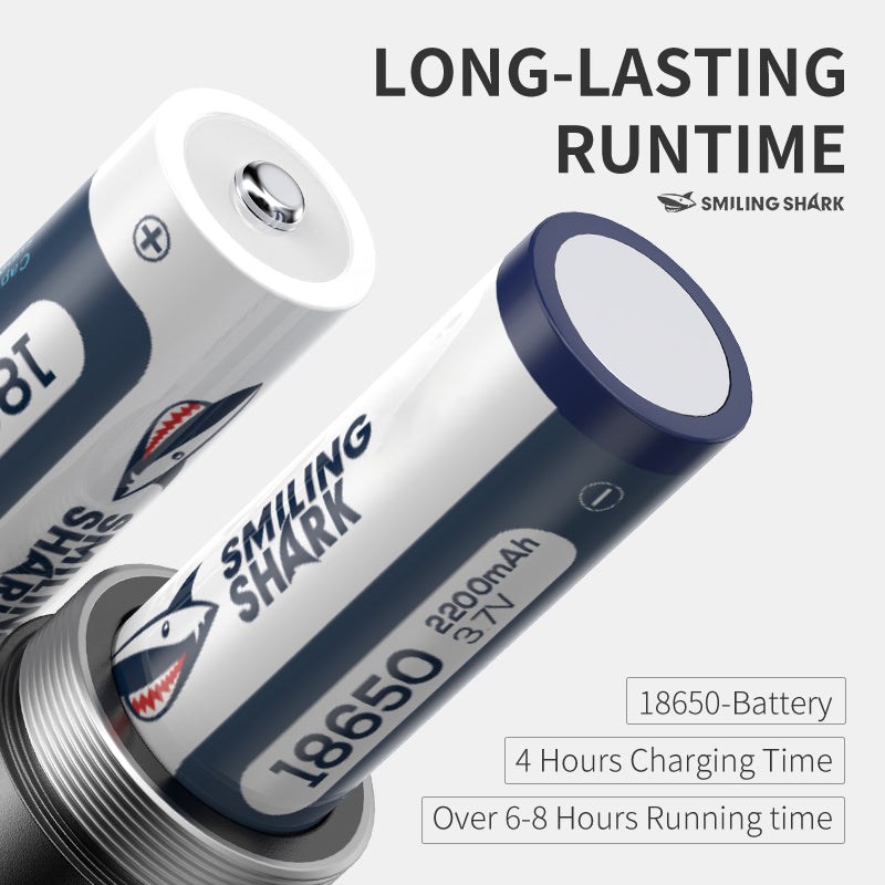 Smiling Shark SD-8107 Super Bright 7000 Lumens Type-C Rechargeable Torch Light Torches Rechargeable Flashlight Lighting 5 Models Zoomable Waterproof