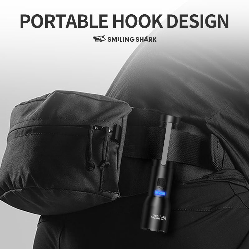 Smiling Shark SD-8107 Super Bright 7000 Lumens Type-C Rechargeable Torch Light Torches Rechargeable Flashlight Lighting 5 Models Zoomable Waterproof