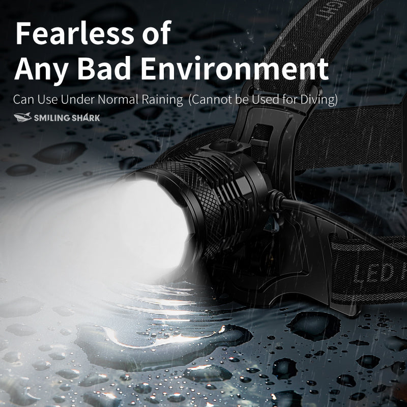 Smiling Shark TD8018C led Headlight 6000 Lumens Headlamp Super Bright Yellow light Zoomable Type-C Rechargeable Waterproof for outdoor Camping Fishing