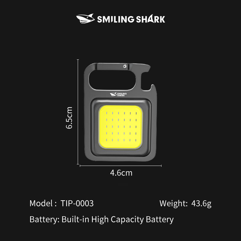 Smiling Shark 2 Pack Tip-003 Rechargeable Magnetic Keychain Flashlight COB Torch light 4 Modes with Bracket Bottle Opener