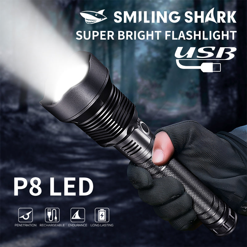 Smiling Shark X92 Super Bright 6000 Lumens Rechargeable Led Torch Flashlight Lighting Torch 10000mAh 15 hours long last