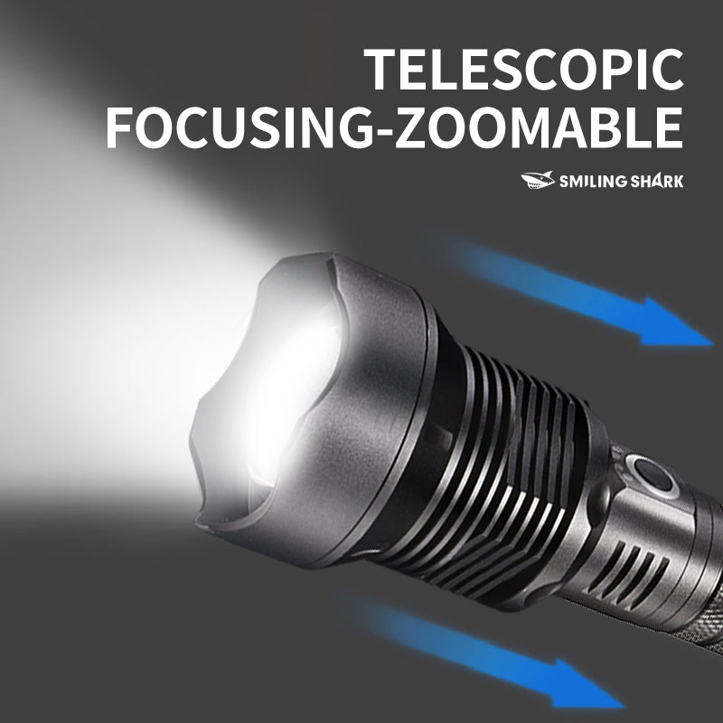 Smiling Shark X92 Super Bright 6000 Lumens Rechargeable Led Torch Flashlight Lighting Torch 10000mAh 15 hours long last