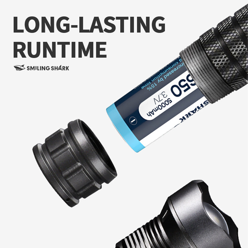 Smiling Shark X92 Super Bright 6000 Lumens Rechargeable Led Torch Flashlight Lighting Torch 10000mAh 15 hours long last