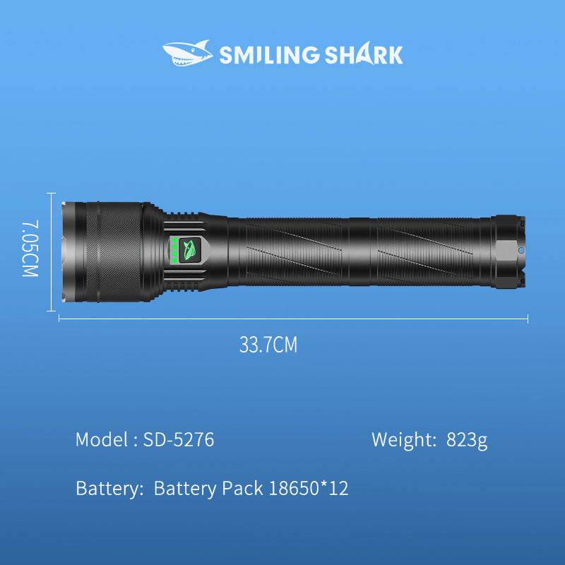 Smiling Shark SD-5276 Super Bright 14400mAh M80 10000 lumens Rechargeable Torch Type-C Zoomable Aluminum Body Power Bank 5 Modes Waterproof With Power Bank Function