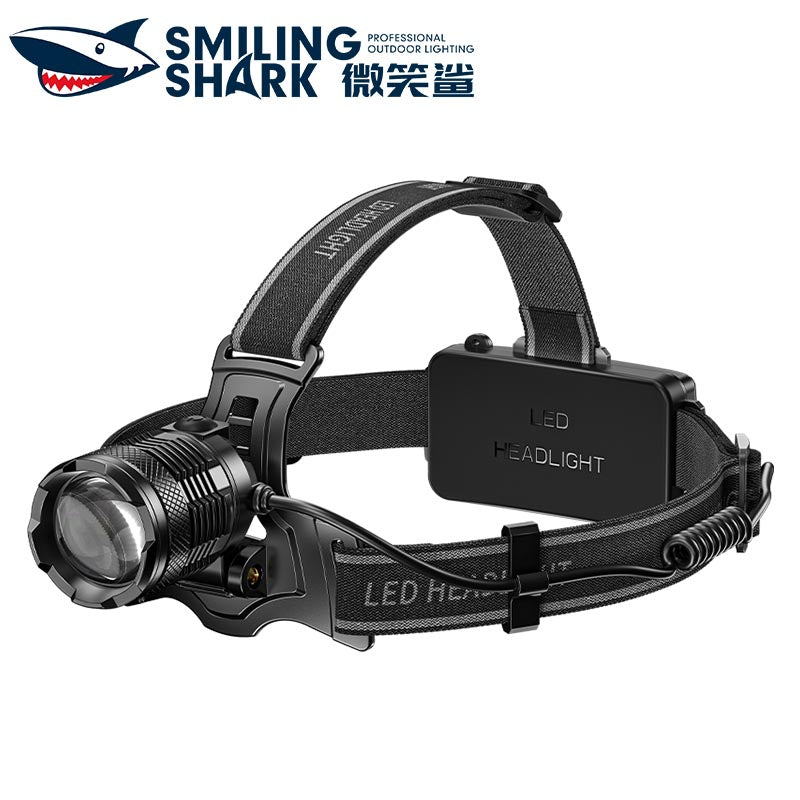 Smiling Shark TD8018C led Headlight 6000 Lumens Headlamp Super Bright Yellow light Zoomable Type-C Rechargeable Waterproof for outdoor Camping Fishing