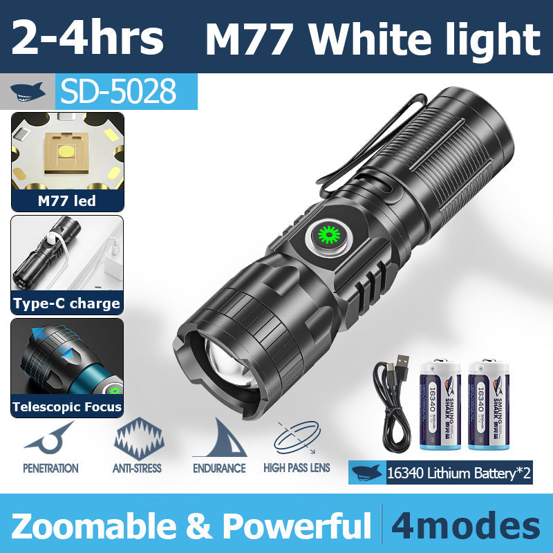 Smiling Shark SD5028 Mini Torch Light Rechargeable Flash Light Led M77 5000LM with Pen Clip Portable