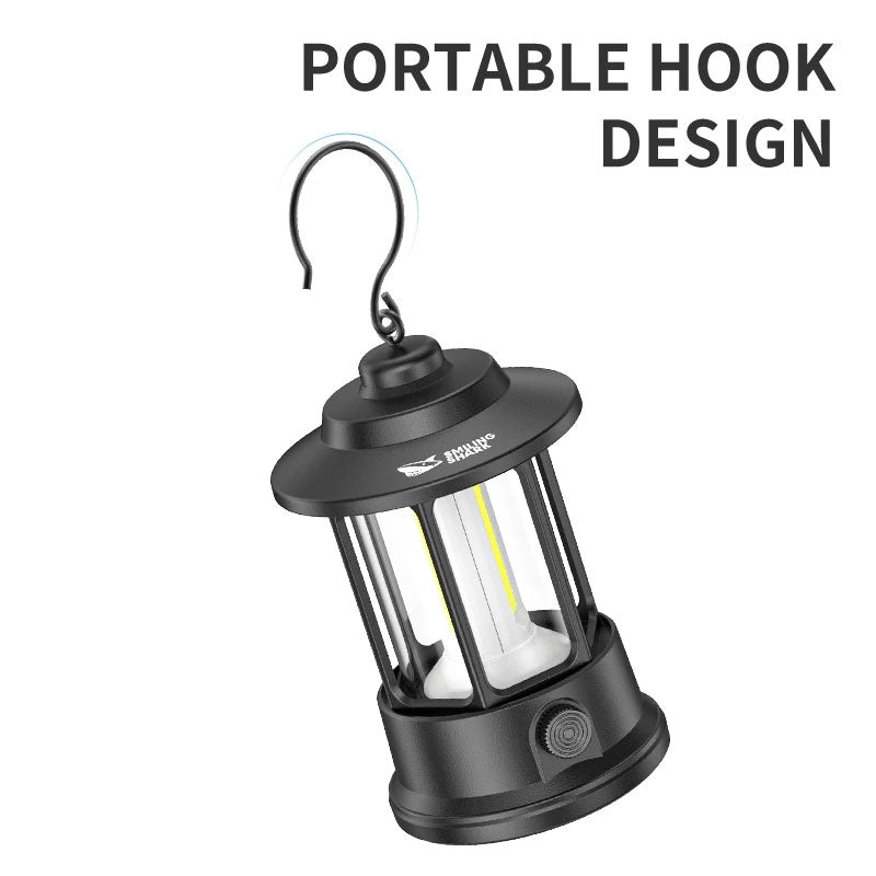 Smiling Shark LY-8348 Retor LED Camping Lantern Lamp Rechargeable Hanging Cob Floodlight
