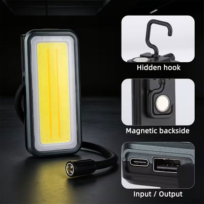 Smiling Shark 6-Mode Magnetic Work Light USB-C, 2-6Hr, COB, Waterproof  With Power Bank-5139