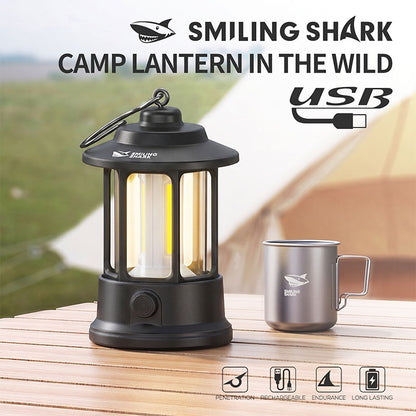 Smiling Shark LY-8348 Retor LED Camping Lantern Lamp Rechargeable Hanging Cob Floodlight