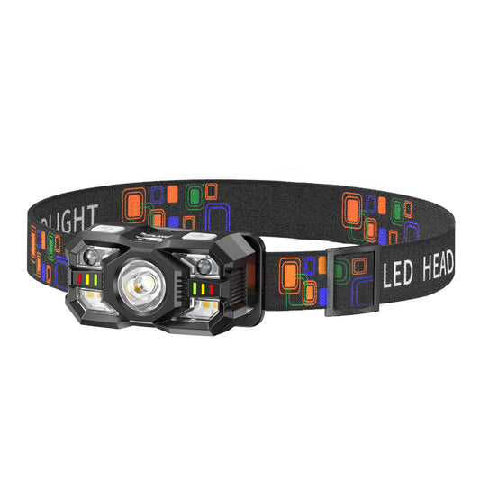 Smiling Shark 0168D 2000LM Sensor Headlamp Red /White Light, USB-C Rechargeable Waterproof Headlight