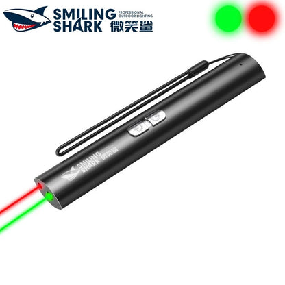 SmilingShark Portable Green & Red Laser Pointer Laser Pen Light Type-C Rechargeable Cat Play Laser Light Pen-313-black
