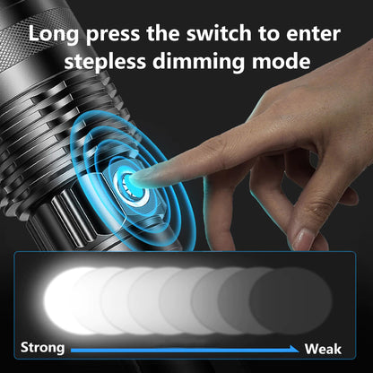 Smiling Shark LED Flashlight -6000 Lumens Super Bright, Zoomable, With Stepless Dimming & USB-C-5229