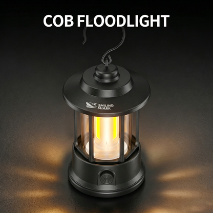 Smiling Shark LY-8348 Retor LED Camping Lantern Lamp Rechargeable Hanging Cob Floodlight