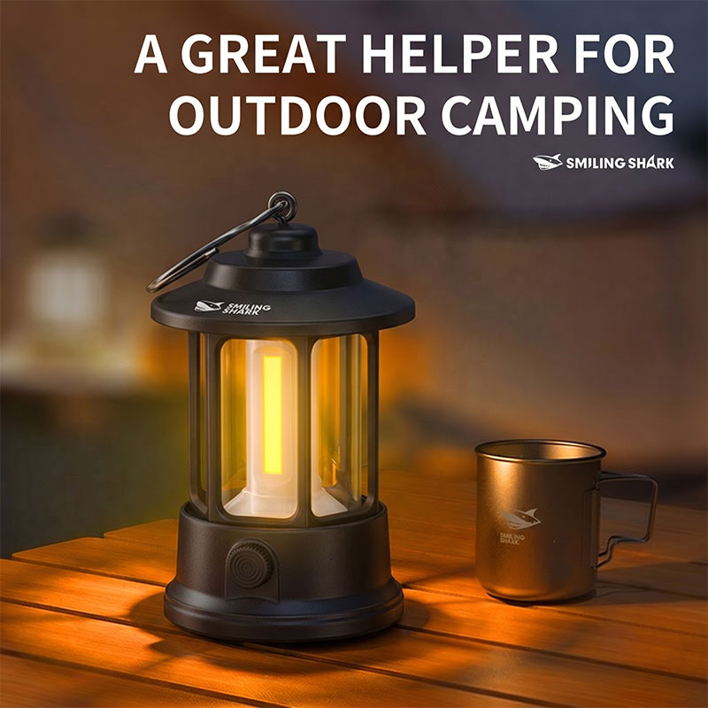 Smiling Shark LY-8348 Retor LED Camping Lantern Lamp Rechargeable Hanging Cob Floodlight