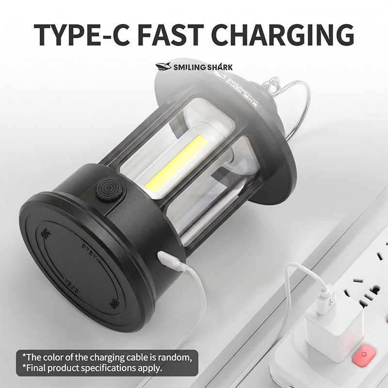 Smiling Shark LY-8348 Retor LED Camping Lantern Lamp Rechargeable Hanging Cob Floodlight