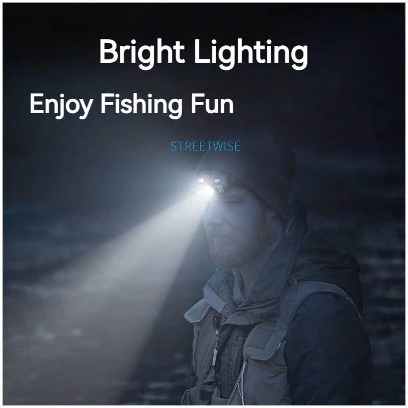 Smiling Shark 0168D 2000LM Sensor Headlamp Red /White Light, USB-C Rechargeable Waterproof Headlight