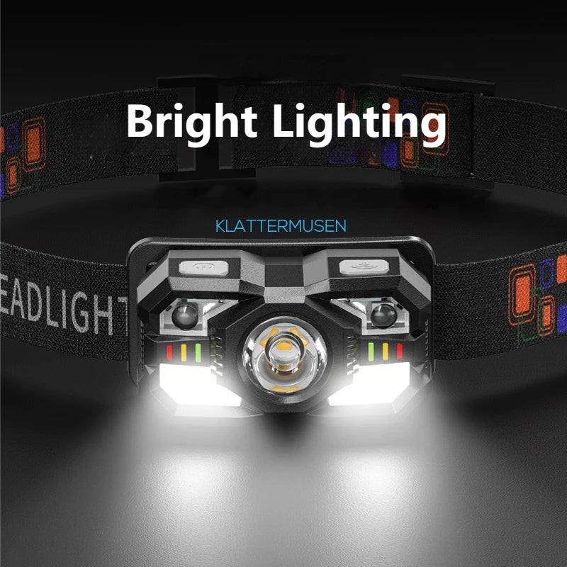 Smiling Shark 0168D 2000LM Sensor Headlamp Red /White Light, USB-C Rechargeable Waterproof Headlight