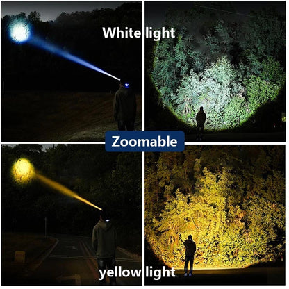 Smiling Shark 6000LM LED Headlamp 3-Color White/Yellow/Blue Modes Rechargeable Zoom Headlight-0157C