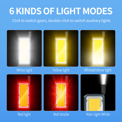 Smiling Shark 6-Mode Magnetic Work Light USB-C, 2-6Hr, COB, Waterproof  With Power Bank-5139